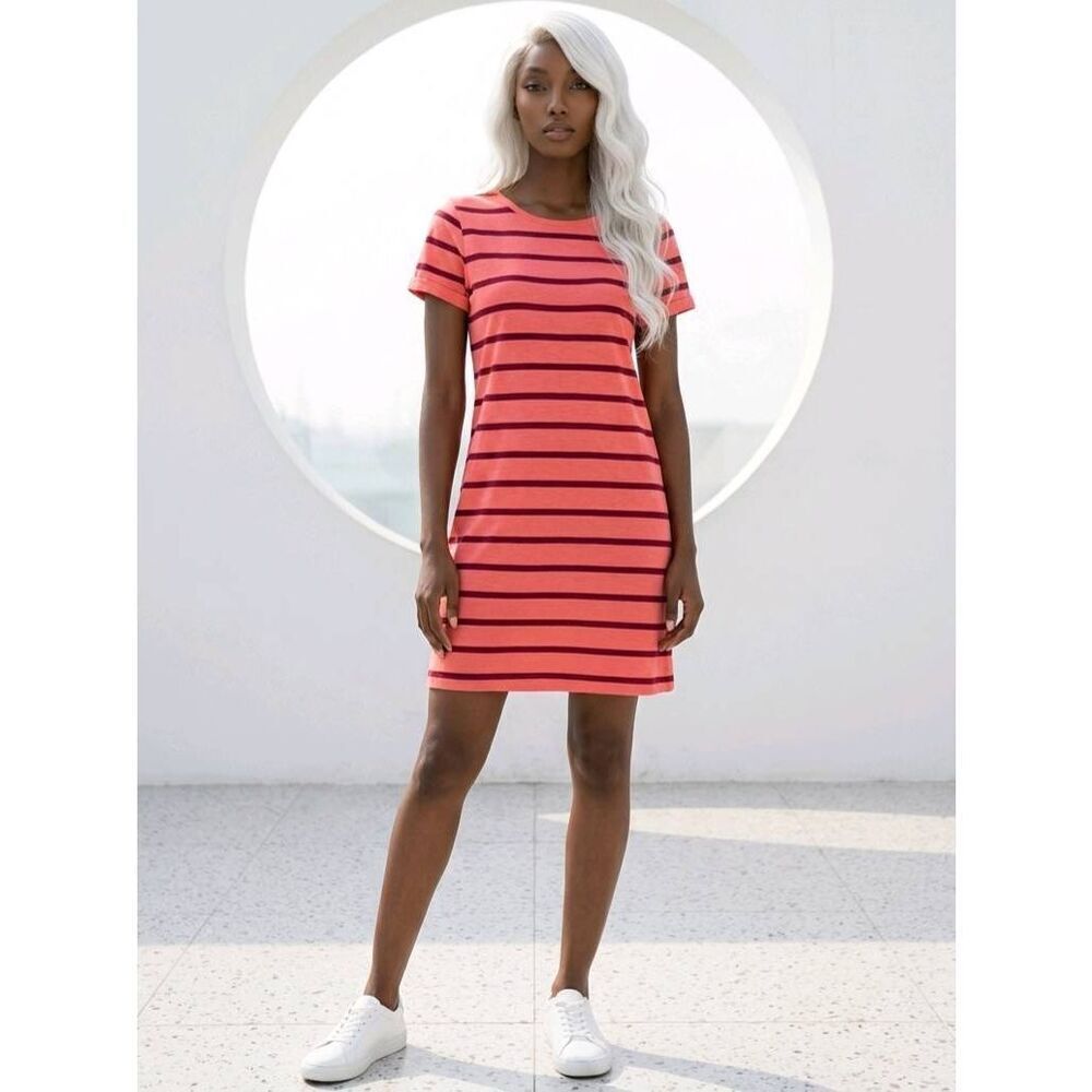 ☔️🔺️Gap Coral & Purple Striped Short Sleeve Dress Small